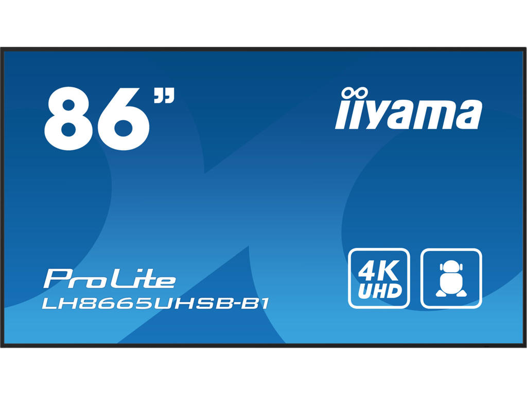 iiyama LH8665UHSB-B1 skilte display Kiosk design 2,18 m (86") LED Wi-Fi 800 cd/m² 4K Ultra HD Sort Indbygget processer Android 11 24/7