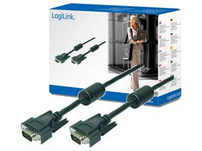 LogiLink VGA, M/M, 10m VGA kabel VGA (D-Sub) Sort