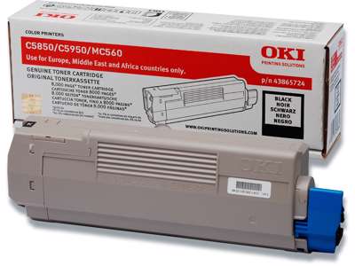 Toner, C5850-5950-MC560, Black-sort, 8.000 sider, OKI 43865724