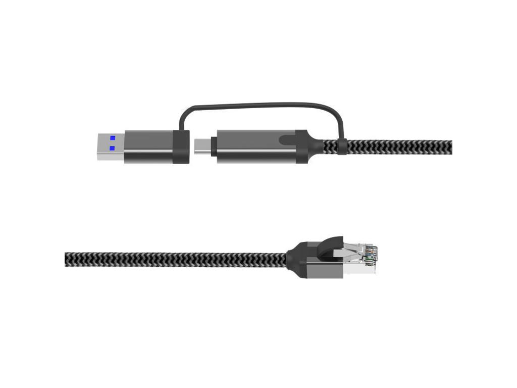 Microconnect MC-RJ45USBC-03 kabel kønsskifter USB-A / USB-C RJ45 Sort