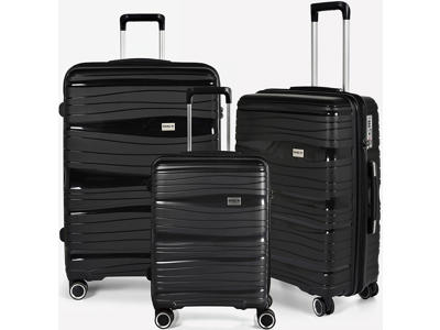 Kuffertsæt, 20"-24"-28", PP plast, Sort, RakelW Travel Alfrida