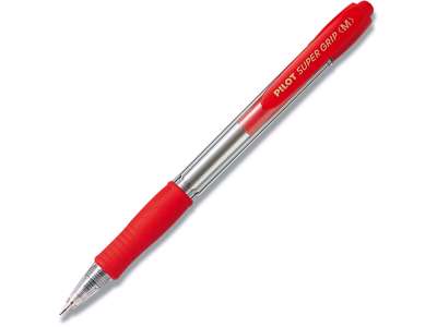 Kuglepen, 1.0 mm, 0.27 mm, Rød, Pilot Super Grip Medium BPGP-10R-M-R