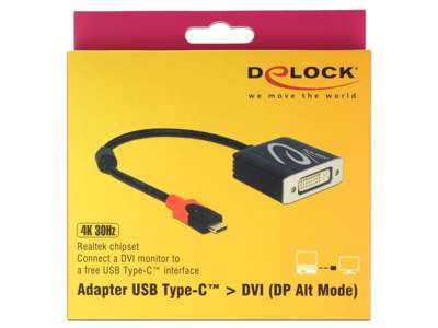 DeLOCK 61213 videokabel adapter 0,2 m USB Type-C DVI Sort