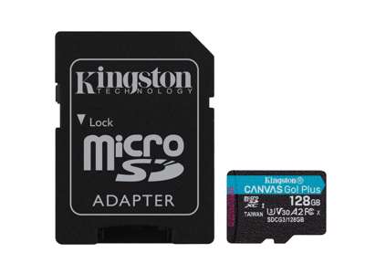 Kingston Technology 128 GB microSDXC Canvas Go Plus 170R A2 U3 V30-kort + ADP