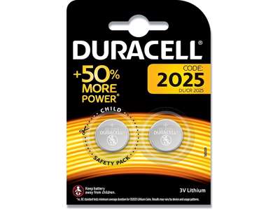 Batteri, CR2025, 3 V, 2 stk, Duracell Electronics