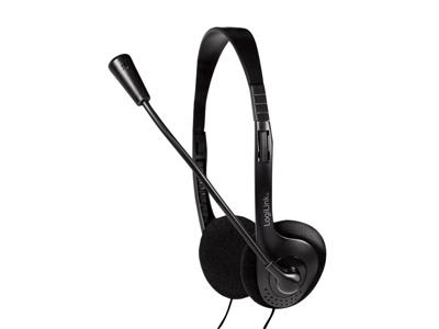 LogiLink HS0052 hovedtelefoner/headset Ledningsført Kontor/Callcenter Sort