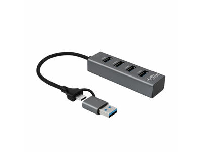 Microconnect USBHUB4-2IN1 interface hub USB 3.2 Gen 1 (3.1 Gen 1) Type-A 5000 Mbit/s Sort