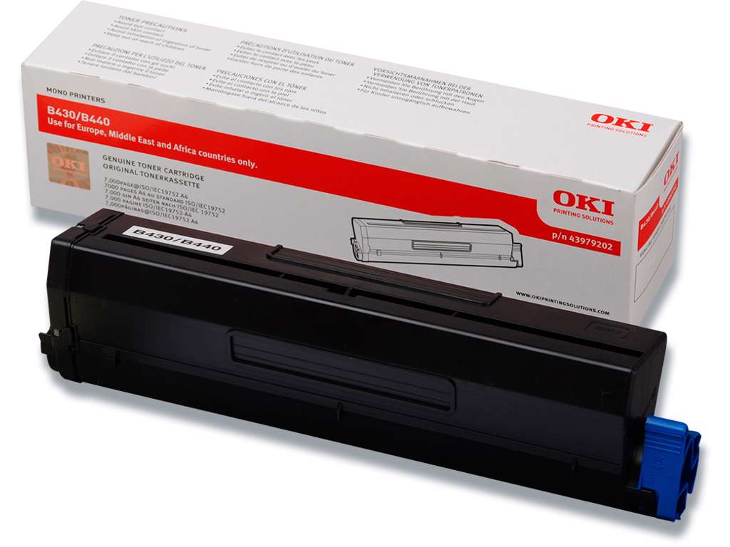 Toner, B430-B440, Black-sort, 7.000 sider, OKI 43979202