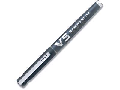 Rollerball pen, 0.5 mm, 0.3 mm, Sort, Pilot Hi-Tecpoint V5 Fine BX-V5-B