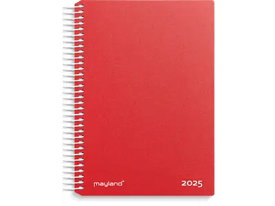 Kalender, 2025, Dag, 1 dag pr. side, Rød, Mayland