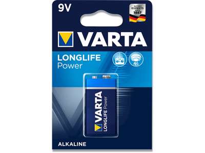 Batteri, 9 V, 1 stk, Varta Longlife Power