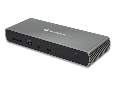 eSTUFF GLB232005 dockingstation Ledningsført Thunderbolt 4 Aluminium, Sort