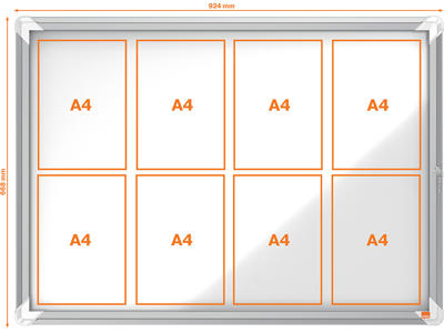 Opslagsskab, 8xA4, Magnetisk, Hængslet låge, Indendørs brug, Nobo Premium Plus