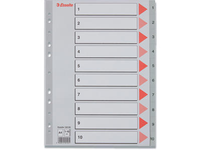 Registerblade, A4, 1-10, Grå, Esselte 