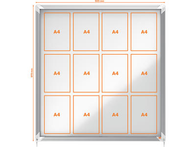Opslagsskab, 12xA4, Magnetisk, Skydelåge, Indendørs brug, Nobo Premium Plus