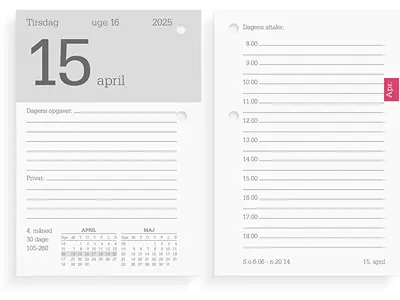 Bordkalender, 2025, Blok, 1 dag pr. opslag, Refill, Mayland