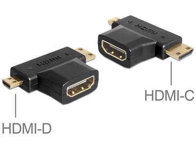 DeLOCK 65446 kabel kønsskifter HDMI-C / HDMI-D HDMI-A Sort