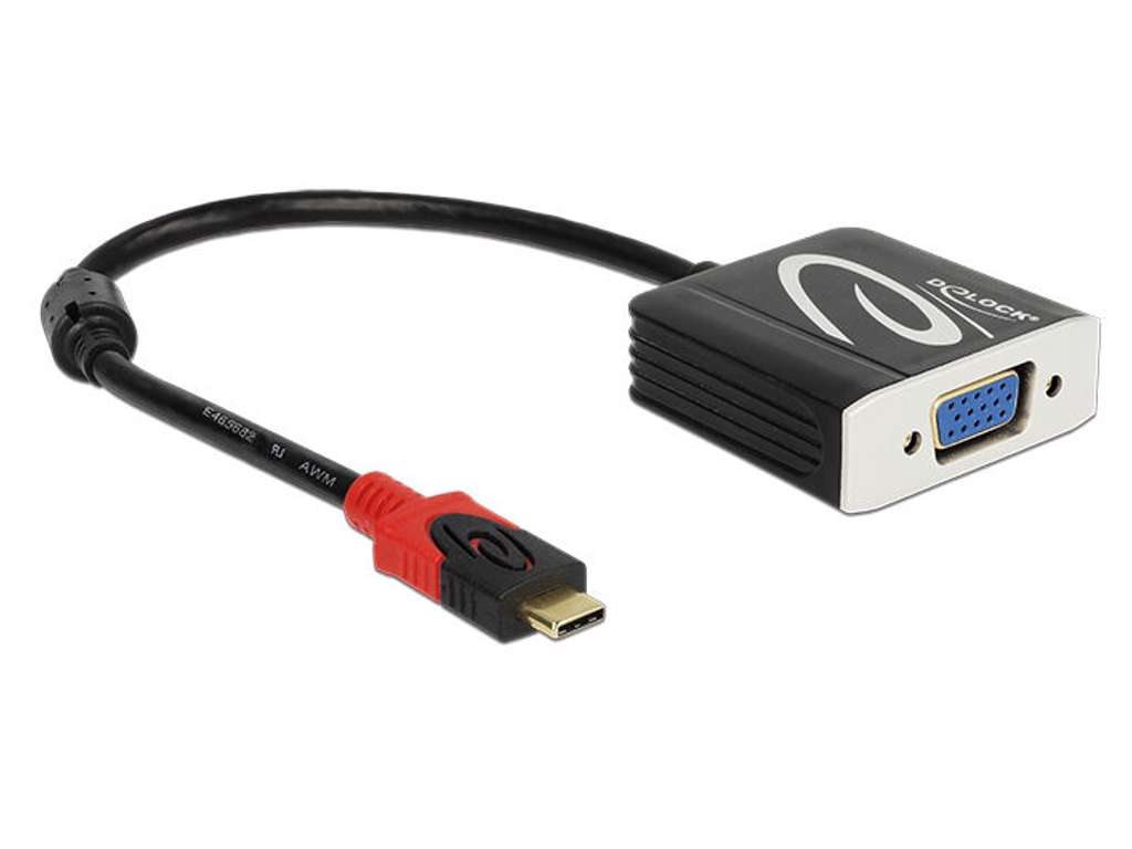 DeLOCK 62994 videokabel adapter 0,2 m USB Type-C VGA (D-Sub) Sort