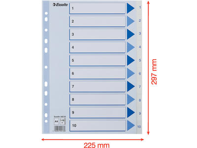 Registerblade, A4, 1-10, Hvid, Esselte 