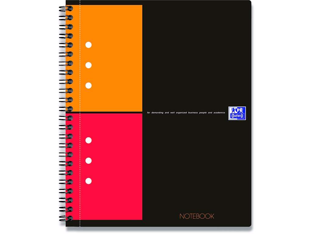 Notesblok, A5+, Kvadreret, Sort-rød-orange, Oxford International NoteBook Scribzee