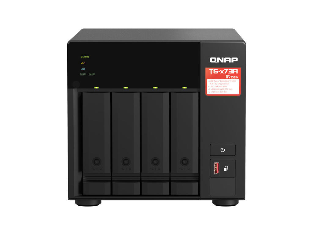 QNAP TS-473A NAS Tower Ryzen Embedded V1500B 8 GB DDR4 16 TB HDD QNAP Turbo System Sort