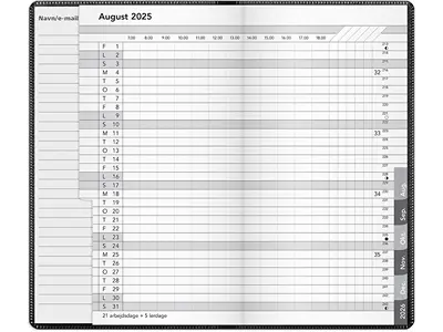 Planner, 2025, Basic Index, 1 måned pr. opslag, Sort, Mayland