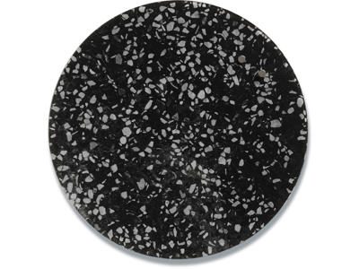 Glastavle, Magnetisk, Ø35 cm, Sort med hvid terrazzo, Naga 