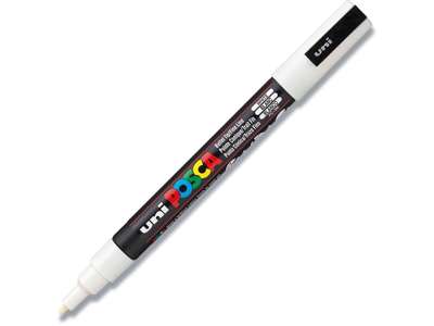 Paint marker, 0.9-1.3 mm, Hvid, Rund spids, uni Posca PC-3M