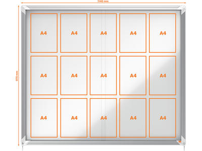 Opslagsskab, 15xA4, Magnetisk, Skydelåge, Indendørs brug, Nobo Premium Plus