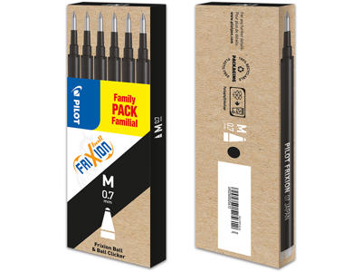 Rollerball gelpen refill, 0.7 mm, 0.35 mm, Sort, Pilot FriXion BLS-FR7-S6-L