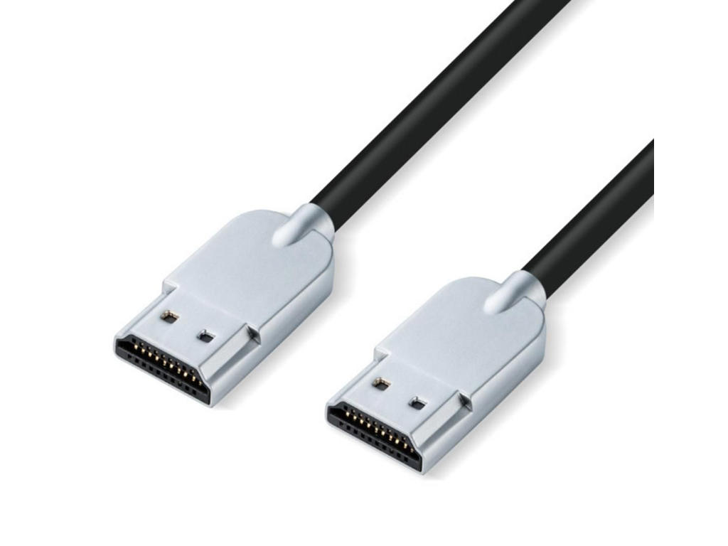 Microconnect HDMISUPERSLIM05M HDMI-kabel 0,5 m HDMI Type A (Standard) Sort, Metallic