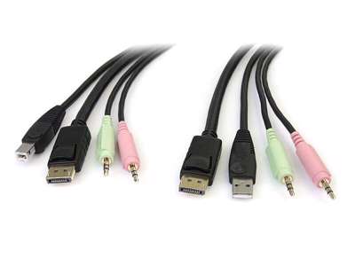 StarTech.com DP4N1USB6 KVM-kabel Sort 1,829 m