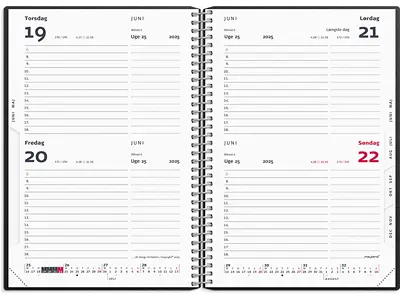 Kalender, 2025, 2-dages, 2 dage pr. side, Sort, Mayland