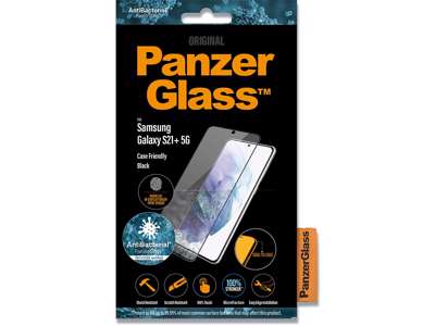 Skærmbeskyttelse, Samsung Galaxy S21+, Sort, 1 stk, PanzerGlass Antibacterial - Case Friendly 