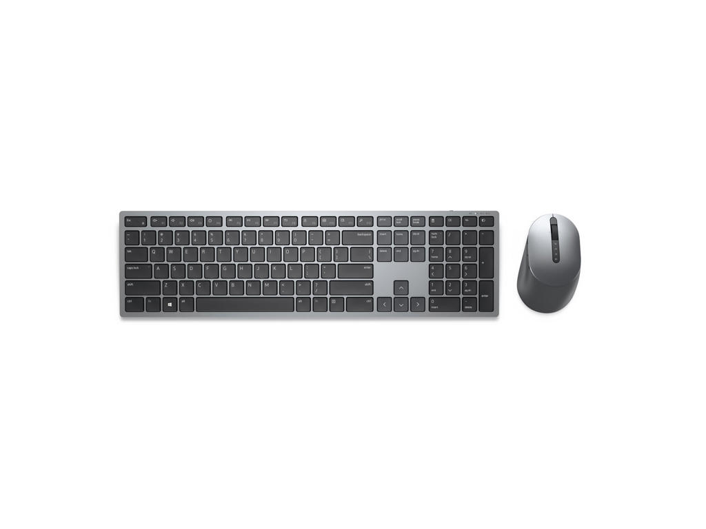 DELL KM7321W tastatur Mus inkluderet Kontor RF trådløs + Bluetooth QZERTY Ukrainsk Grå, Titanium