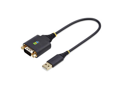 StarTech.com 1P1FFC-USB-SERIAL serielkabel Sort 0,3 m USB Type-A DB-9