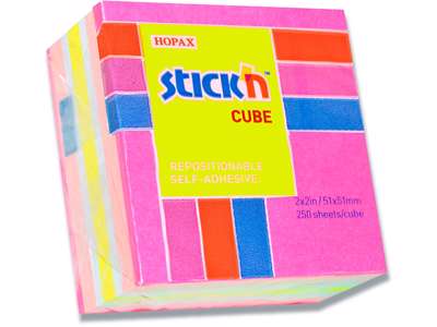 Memonotes, 51x51 mm, Rosa-Neon pastel, 1 blok, Stick'n Mini Cube 