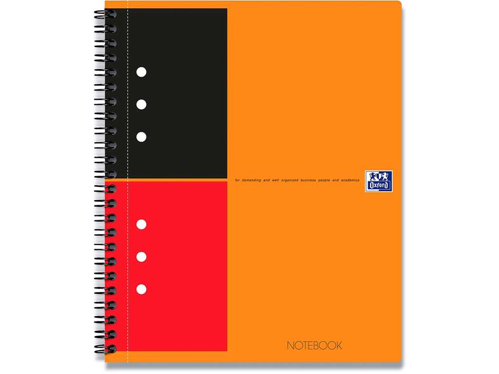 Notesblok, A5+, Linjeret, Sort-rød-orange, Oxford International NoteBook Scribzee