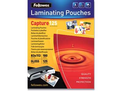 Lamineringslommer, A7, 83x113mm, 125 micron, Fellowes Gloss