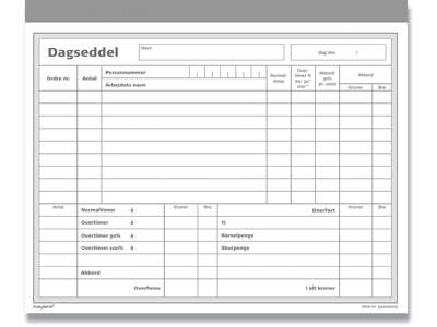 Dagseddel, 200x148 mm, 2x50 blade, Nummererede blade, Mayland 