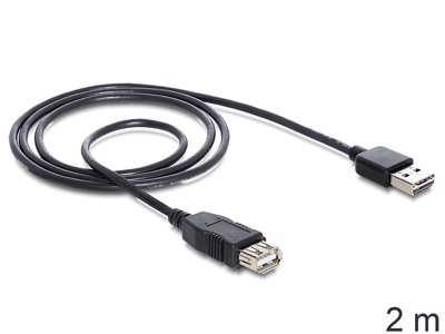 DeLOCK EASY-USB 2.0-A - USB 2.0-A, 2m USB-kabel USB A Sort