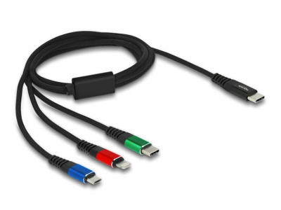 DeLOCK 86596 USB-kabel USB 2.0 1 m USB C USB C/micro-USB B/Lightning Sort, Blå, Grøn, Rød