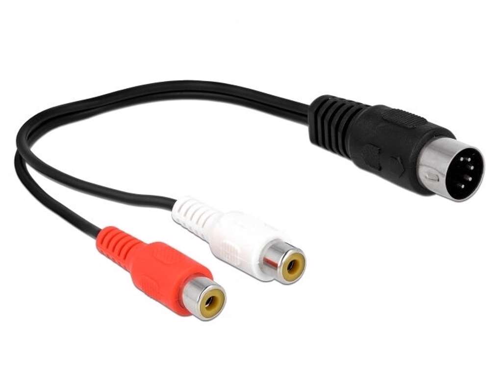 DeLOCK 85835 lydkabel 0,2 m DIN (5-pin) 2 x RCA Sort