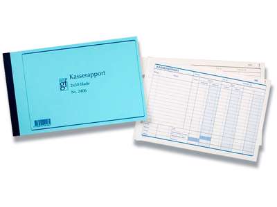 Kasserapport, Kasse-bank+ekstra kolonne, 210x148 mm, 2x50 blade, GF 