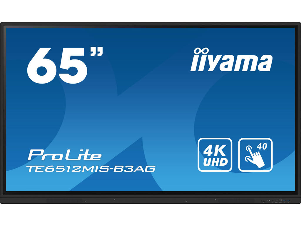 iiyama TE6512MIS-B3AG skilte display Kiosk design 165,1 cm (65") LCD Wi-Fi 400 cd/m² 4K Ultra HD Sort Berøringsskærm Indbygget processer Android 11 24/7