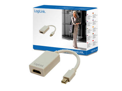 LogiLink Mini DisplayPort / HDMI Adapter 0,1 m HDMI Type A (Standard) Grå