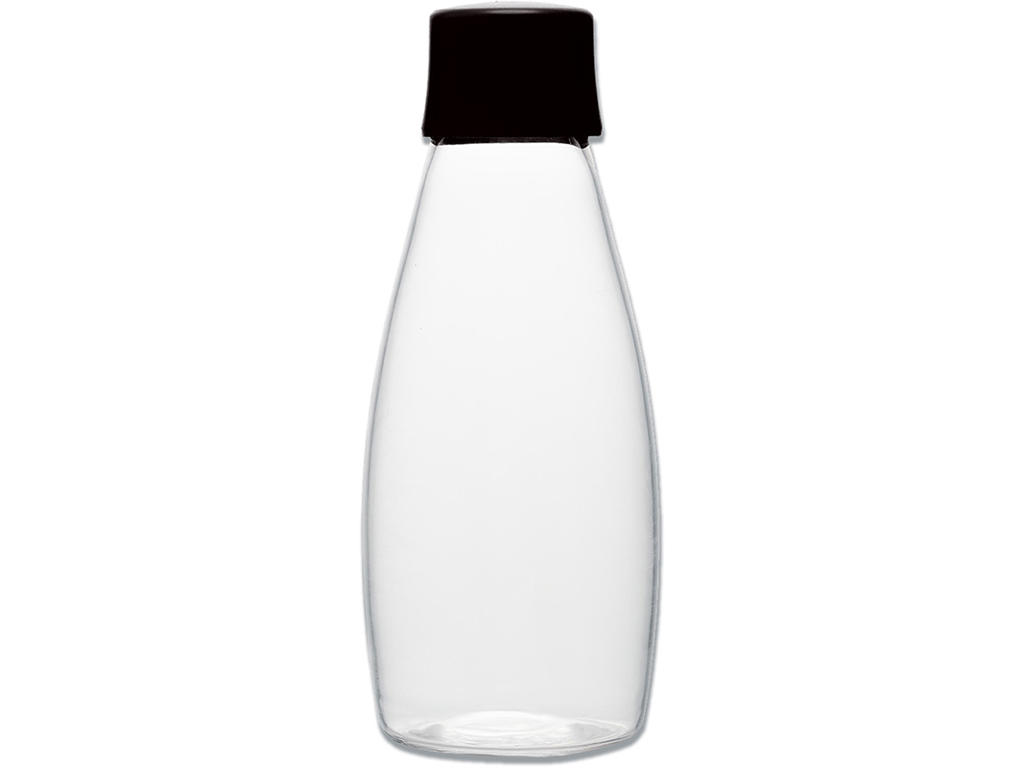 Vandflaske, Til Retap smagstabletter, Glas, Sort skruelåg, 500 ml, Retap Go 05