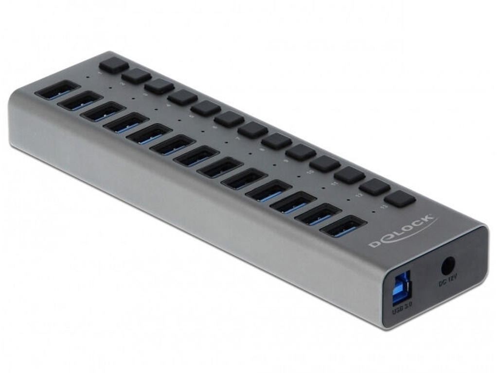 DeLOCK 63738 interface hub USB 3.2 Gen 1 (3.1 Gen 1) Type-B 5000 Mbit/s Grå