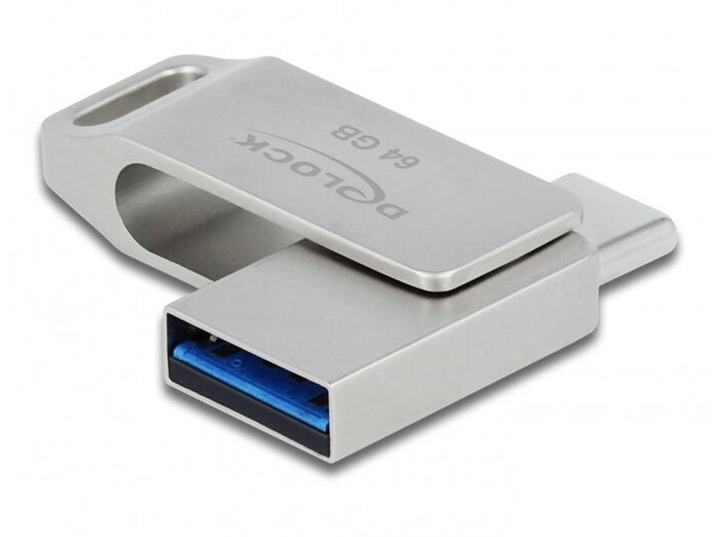 DeLOCK 54075 USB-nøgle 64 GB USB Type-A / USB Type-C 3.2 Gen 1 (3.1 Gen 1) Sølv