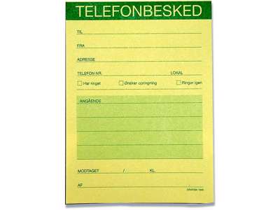 Telefonbesked, A6, 100 ark, Højformat, GF 